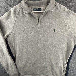 Polo Ralph Lauren Sweater 1/4 Zip XXL Contrast Trim Cotton Acrylic Blend Gray